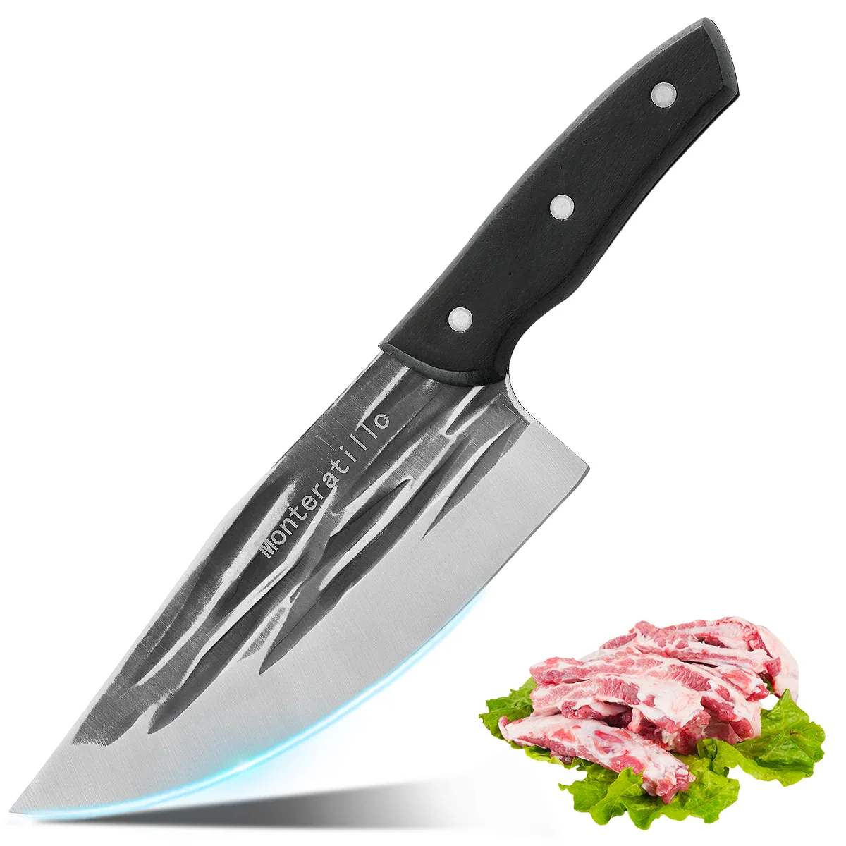 Real catalogue photo of HY-081 wave-pattern chef knife